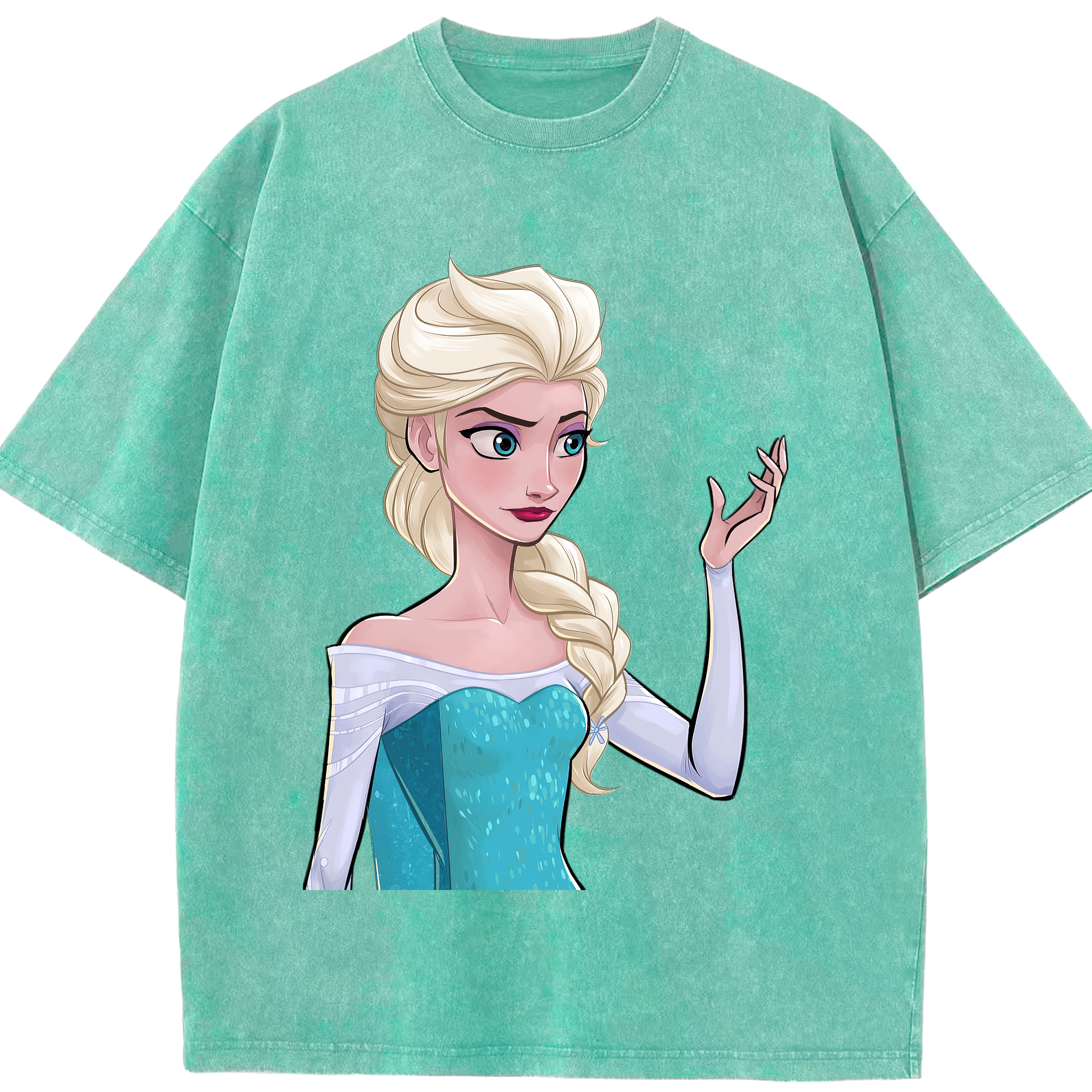 （画像用） アナと雪の女王 アンナ エルサ Frozen Anna Elsa 綿100% ヴィンテージ風 半袖Tシャツ（フロントプリント）